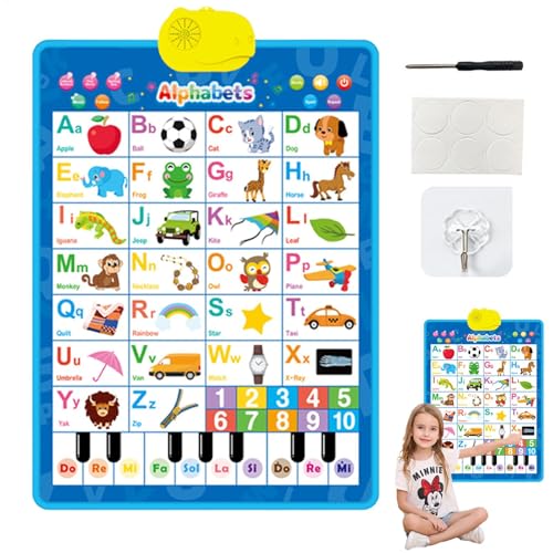 Alphabet Wall Chart, Music Poster Kids, Learning Educational Toys, Talking Speech Poster, Talking Alphabet Poster for Kids, Combining Music and Speech Learning for Fun Educational Play