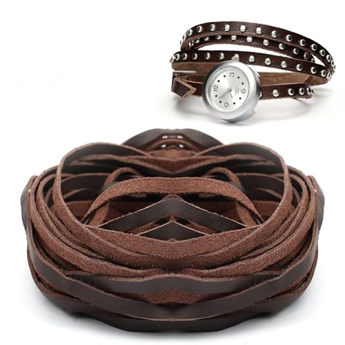 Deepton 10m Lederband 5mm Breit, Flach Lederriemen, Braun Lederbänder Meterware, Weiches Lederstreifen, Leder für DIY-Handwerk Gürtel Armband Schmuckherstellung Kissen (braun)