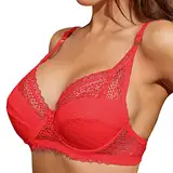 Dislsokrhov Damen Bustier V Ausschnitt Glitzer Korsett Sexyjazz-Lead-Tänzerin Pole Dance Bikini-BH mit Strasssteinen Zumba Kleidung Damen Punk Elastisch Verstellbarer BH E1-Rot,40D