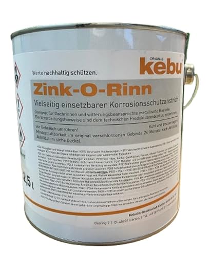 Zink-O-Rinn Kebu Korrosionsschutzanstrich Dachrinnenschutz Dachrinnenanstrich (2,5 l)