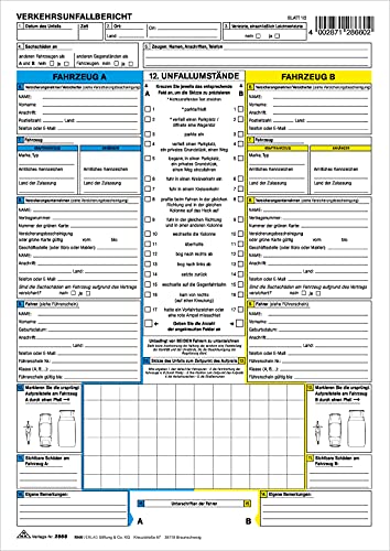 Formulare selbstdurchschreibend, Europäischer Verkehrsunfallbericht, SD