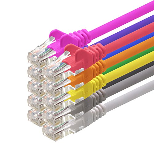 1aTTack CAT5 UTP Netzwerk-Patch-Kabel mit 2x RJ45 Stecker Set 10-Farben - 2m