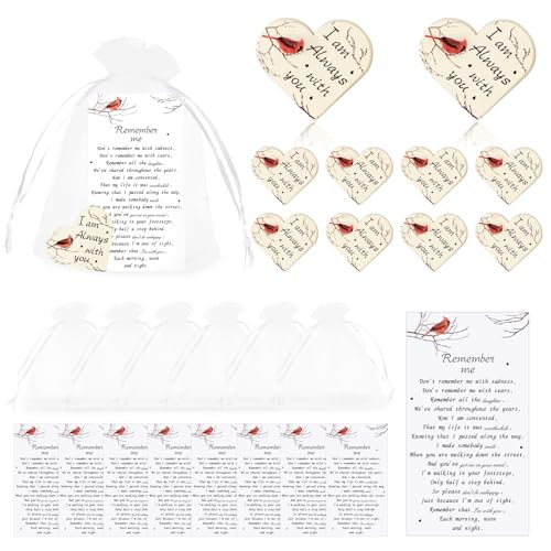 GUDELAK 50 Sets Beerdigungsgeschenke, Dekoration für die Feier des Lebens, mit Taschenumarmung, Beerdigungsgebetskarten und Organza-Beuteln, Kardinal-Gedenkgeschenke für Lebensfeiern, Ideen