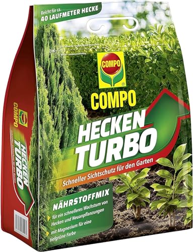 COMPO Heckenturbo - leistungsstarker Spezial-Dünger für Hecken und Neuanpflanzungen - Heckendünger für schnelles Wachstum - 4 kg, grün