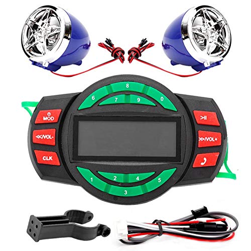 Ymiko Motorrad-Lautsprecher und Verstärkersystem Wasserdichter LCD-Motorrad-MP3-Player BT-Radio-Lautsprecher mit Telefonladung