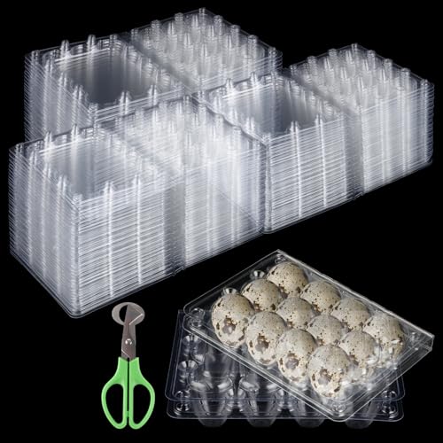 ZOFUN 150 Stück Wachteleierschachteln, 12 Gitter Eierkarton Plastik, Wachtelei-Kartons Transparente Wachtelei Schachteln Wachteln Eierschachteln PVC Eier Aufbewahrungsbox für Wachteleier