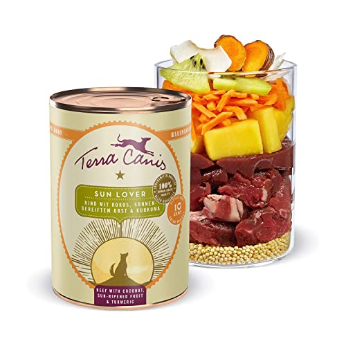 Terra Canis Rind, Kokos, sonnengereiftes Obst & Kurkuma - Love The Planet, 400g I Sun Lover Menü I Premium Hundefutter I Getreidearm, glutenfrei & leicht verdaulich