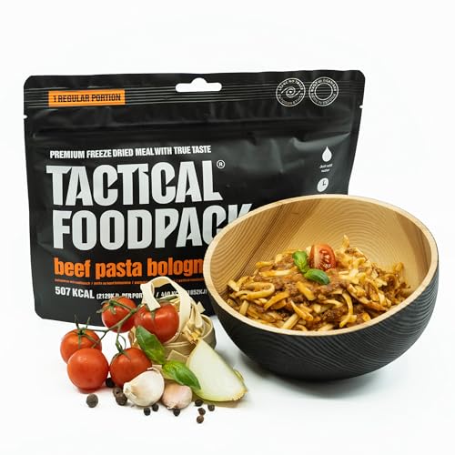 Tactical Foodpack Spaghetti Bolognese - Gefriergetrocknete Mahlzeiten I zum Verzehr bereit I MRE I Survival I Outdoor Nahrung I Trekking Nahrung I Expedition I Office