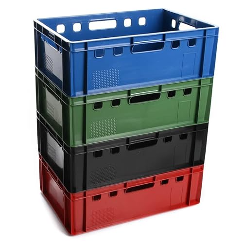 BirnePower Fleischerkiste Fleischkiste Eurofleischerkiste E2 Stapelkiste Kiste Eurobox Lagerkiste Metzgerkiste Box 60x40x20 cm (Blau, 1)