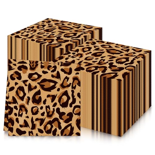 20 Stück Leoparden-Party-Servietten, 2-lagig, weiches Papierservietten, Geschirr für Mädchen, Frauen, Geburtstagsparty, Leoparden-Thema, Party-Dekorationen