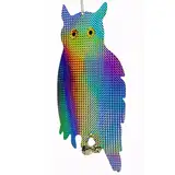 Retoo Eule Lockvögel zum Abschrecken von Vögeln, 40 x 19 cm Größe, Holografische Vogelabwehr Eule mit eingebauten Glöckchen, Hängende Eule aus wasserdichtem Material