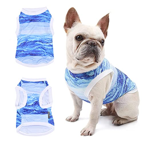 Nivofu Sommer Hundeshirt, Kühlwesten für Hunde, Weich Hund Kleidung, Hund Ärmellose Weste Atmungsaktiv, UV-Schutz Haustier T-Shirt, Blau Hemd für Kleine Mittelgroße Hunde Katze Haustier (M)