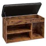 HOOBRO Schuhbank, Sitzbank, 3 offene Fächer, 82 x 31,5 x 46,5 cm, gepolstert, Stauraum unter der Sitzfläche, Schuhschrank, bis 150 kg belastbar, Flur, Wohnzimmer EBF40HX01