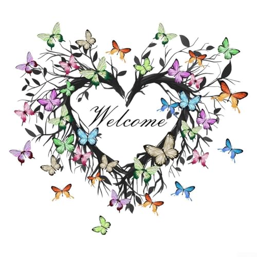 English Welcome Love Schmetterling Girlande Deko Aufkleber für Ihre Haustür