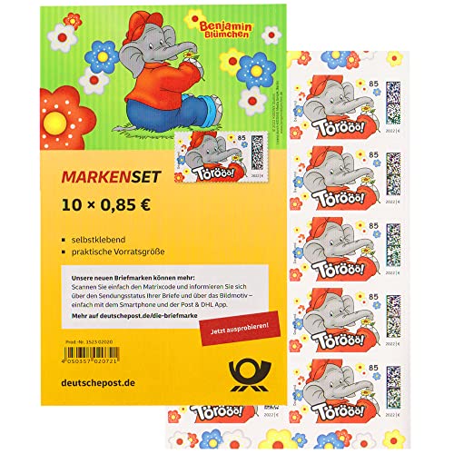 10 Stück 0,85 EUR 85 Cent postfrische Selbstklebende Briefmarken + Gutsch. | Frankaturware Markenset (Motiv: Benjamin Blümchen)