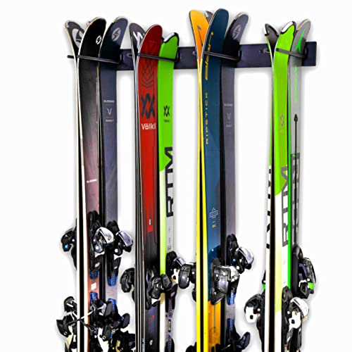 StoreYourBoard Ski-Wandhalterung für 8 Paar Skihalterungen für Heim- und Garagen-Ski aus Stahl (Schwarz)