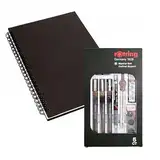 rOtring Isograph Technical Pen Master Set S0699420-3 Fineliner (0,10 mm, 0,30 mm, 0,50 mm), Druckbleistift (0,5 mm), Zirkel und Zubehör, 10-teiliges Set in Etui, mit Notizbuch