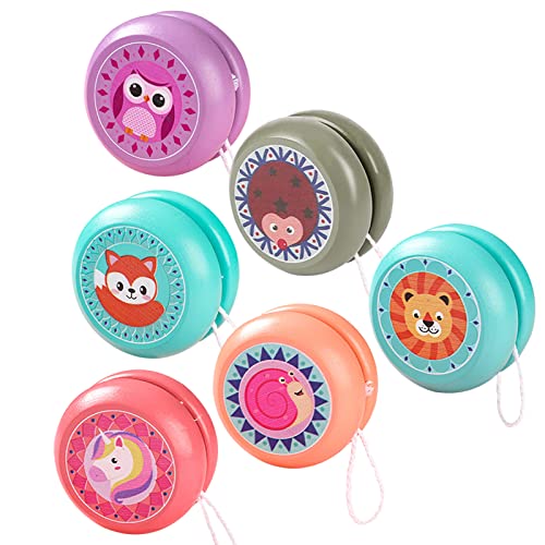 JoJo Kinder YoYo,Zuzer 6 Stücke Yo-Yos Spielzeug Yo Yo for Kids,Jungen Mädchen YoYo Balls Kinder Cartoon Tier Yo-Yo Kindergarten Puzzle Classic Nostalgic Spielzeug