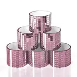 Art3dwallpanels Selbstklebende Mosaikfliesen Quadratische Glasspiegel Mosaikfliesen Spiegel für DIY Handwerk Dekoration (Barbie rosa|6 Stück)