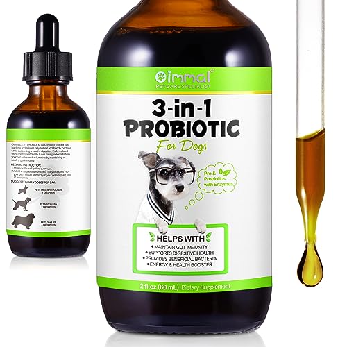 Probiotikum Für Hunde, 60Ml Probiotische Tropfen Für Hunde, Zur Unterstützung Der Darmgesundheit, Stärkung des Immunsystems, Linderung Von Magen-Darm-Beschwerden, Prä- & Probiotika Mit Enzymen