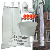Schuttrutsche 9m | Flexible 3X 3m Schläuche, hohe Stabilität, einfache Installation | Bauschuttrutsche inkl. Einfülltrichter und 4 Spanngurt optimales Set (9 Meter mit 20x Gewebesack)