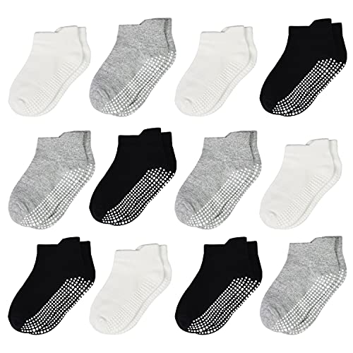 ELUTONG Stoppersocken Kinder Baby Socken 12 Paar ABS Rutschfeste Socken Kinder Antirutsch Socken für 5-7 Jahre Kleinkinder Jungen Mädchen