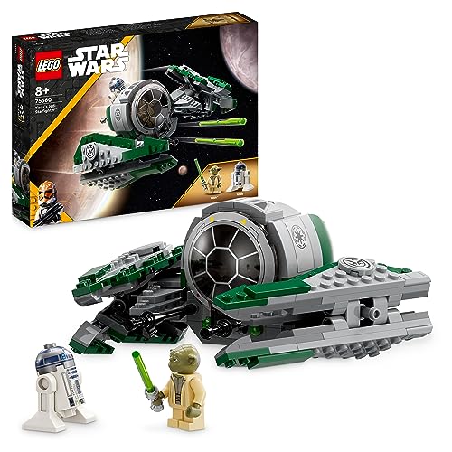 LEGO Star Wars Yodas Jedi Starfighter Bauspielzeug, Clone Wars Fahrzeug-Set mit Meister Yoda Minifigur, Lichtschwert und Droide R2-D2 Figur 75360