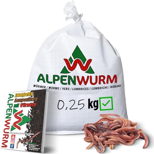 0,25kg Kompostwürmer (min. 250Stk.) | Regenwürmer, Gartenwürmer, Eisenia Mix lebend für Kompost, Garten, Wurmkomposter, Wurmkiste, Hochbeet