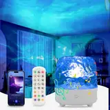 LED Sternenhimmel Projektor Kinder, RGB 3D Ozeanwellen Lichtprojektor mit Bluetooth Lautsprecher, 18 Beleuchtung-Effekten, Fernbedienung Zeitnahme Galaxy Projektor Light, Nachtlicht Kinder Zimmer Deko