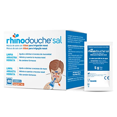 Rhinodouche® Salz - 40 x 5g Beutel enthalten eine Mischung aus Salzen mit Xylitol zur Durchführung der Nasenbewässerung mit dem Rhinodouche® Gerät (Gerät nicht im Lieferumfang enthalten)