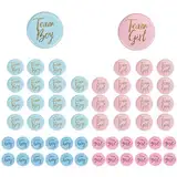 56 Stück Geschlecht Offenbar Button Gender Reveal Party Deko Team Boy Und Team Girl Pin Abzeichen 32 Gender Reveal Pin + 24 Gender Reveal Stickerfür Baby Shower Party Dekoration (Blau, Rosa)