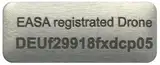 Drohnenkennzeichen für DJI NEO, Mini Serie und Mavic Serie - EASA registrated Drone - Plakette mit e-ID, UAS-Betreibernummer, 20x8mm, silber; Aluminium selbstklebend