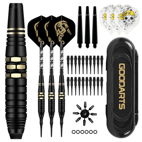 LYCXAMES Dartpfeile mit Kunststoffspitze für Elektronische Dartscheibe, 3 Stück Soft Darts Pfeile Set, 18 Gramm Profi Softdarts Dartpfeil mit 20 Kunststoff Dartspitzen und Anti-Lose Gummiringe