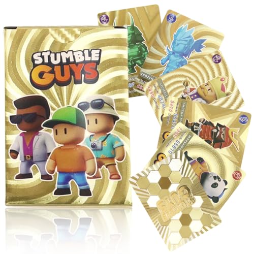 EIOURVY 55-teiliges Stumble Guys Karten, Anime Sammelkarten set, Geburtstagsgeschenk für Anime-Fans (Gold)