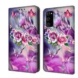 Rnrieyta Miagon Kickstand Flip PU Leder Schutzhülle für Oppo A38 4G,Bunt Muster Hülle Brieftasche Case Cover Ständer mit Kartenfächer,Schmetterling Blume