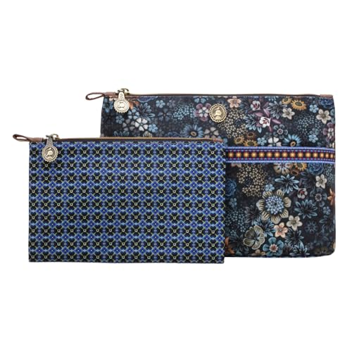 PiP Studio Cosmetic Bag Combi Tutti i Fiori Blue 26x18x7.5cm/22x13x1cm