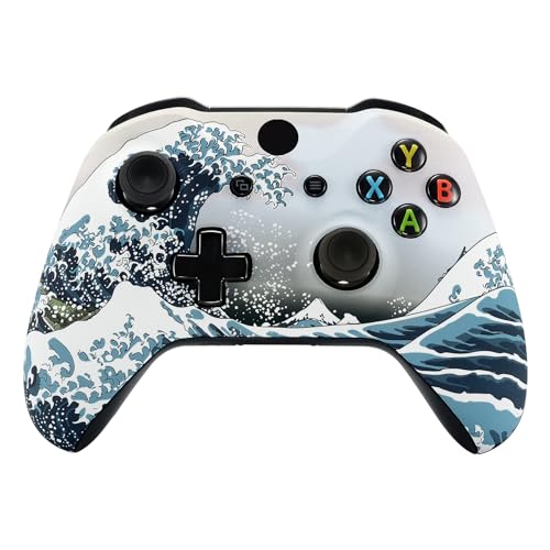 eXtremeRate Gehäuse für Xbox One X/S Controller, DIY-Ersatz Front Hülle Case Zubehör Faceplate für Xbox One S/X Controller Modell 1708-Brandung