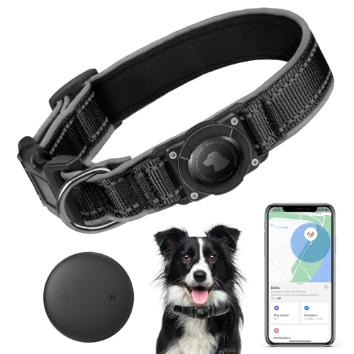 SmartTag Hundehalsband (1Pack), Mini Tracker Ohne ABO für Hunde, (nur IOS) mit wasserdichte Reflektierendes GPS Hunde Tracker Halsbänder, Tracking Standort von Haustieren, Arbeite mit Apple Find My