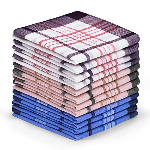 Aomig Taschentücher Herren, 12 Stück Baumwolle Stofftaschentücher Set, Traditionelle Taschentücher Stoff Herren Handkerchief, 36cm x 36cm