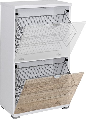 Germania 3260-84 Schuhschrank (Korpus) mit 2 Metallschuhkörben Colorado in Weiß, 53 x 91 x 30 cm (BxHxT) 31W / 30L