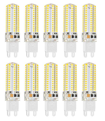 Vansuky 10 x 5.5 W LED Leuchtmittel G9, 104 LEDs, warmweiß, SMD 3014 AC220V, 500lm Super hell mit Beam Winkel 360 Grad.