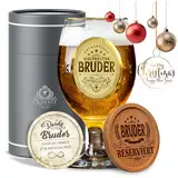 CROWNLY CRYSTAL® Geschenk für Bruder Bierglas mit Gravur Personalisierte Geschenke Geburtstagsgeschenk für Bruder Geschenk Bruder Männergeschenke zum Geburtstag Bester Bruder Geschenk Männer