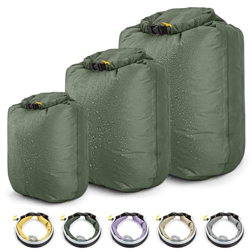 HIKEMAN Dry Bag wasserdichte Tasche - Ultra-Light wasserdichte Aufbewahrungsbeutel,3 Stück Bootfahren Packsäcke,Trockensack für Boot, Kajak,Angeln,Rafting,Schwimmen,Camping und Strand (Green)