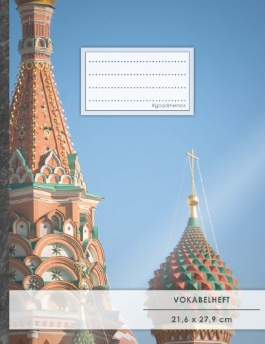 Vokabelheft: DIN A4 • 50+ Seiten, Soft Cover, Register, 2 Spalten, Erfolgs-Tacker, "Russian" • Original #GoodMemos Schulheft • Sprachen und Vokabeln leicht lernen, Lineatur 53