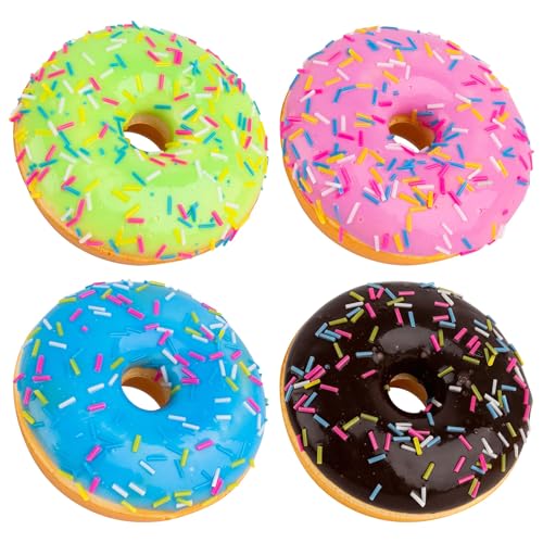 Framendino, Künstliche Donuts, 4 Stück, realistische Dekoration für Bäckerei, Geschäft, Fotografie, Dessert, Kunstmodell