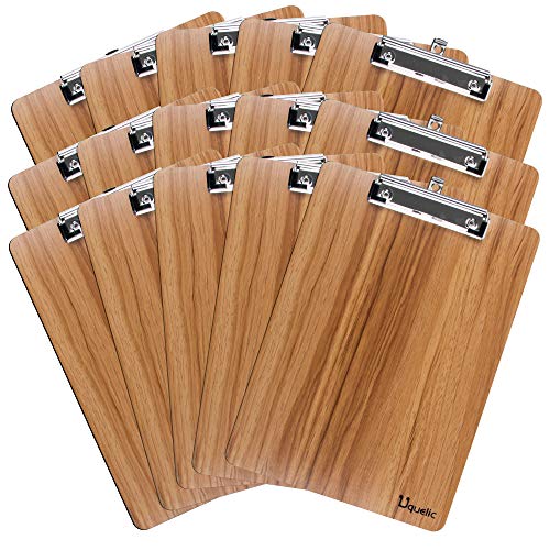 Uquelic Klemmbrett/Schreibbrett/Clipboard A4-15er Klemmbretter A4 Eleganz Luxus Holzmaserung Abgerundete Ecken Zwischenablage mit Robustem Clip und Loch Zum Aufhängen