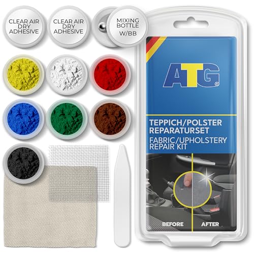 ATG® Brandloch Reparaturset Auto Stoff - Professionelle Autositz Reparatur für alle Polster & Teppiche - 13 TLG. Autositz Reparaturset - Schnell & einfach Autositz Flicken - Stoff Reparatur Set