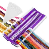 Stickgarn Organizer Mit 50 Positionen Kunststoff-Schaum Kreuzstich Thread Organizer Mit 15 Ersetzen Papierstreifen Und 5 Nadeleinfädler Für Fadenorganizer, Diy NäHwerkzeuge Sticken Zubehör（Lila）