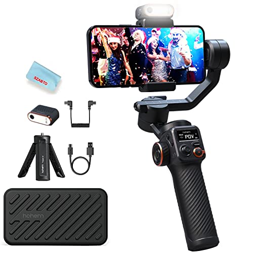 Hohem iSteady M6 Kit Smartphone Gimbal Stabilisator 3-Achsen mit Magnetischer AI-Tracker Fill Light für iPhone Android mit 0,91 Zoll OLED-Display Max. Traglast 400 g