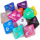 QMAY 12 Stück Polyedrisch Würfel Set, Tisch Spiel Würfel für Dungeons and Dragons DND RPG MTG, Zufällige Farbe (D8)